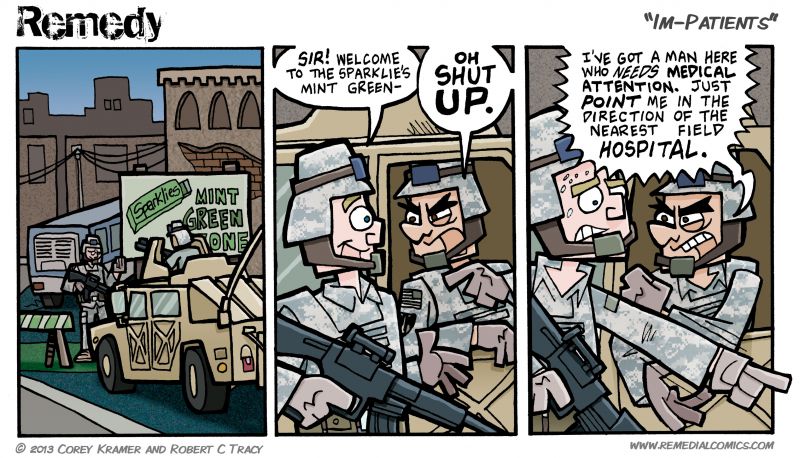 Remedy :: Corey here... not the day to force corporate sponsorship fella... just point and let him through.