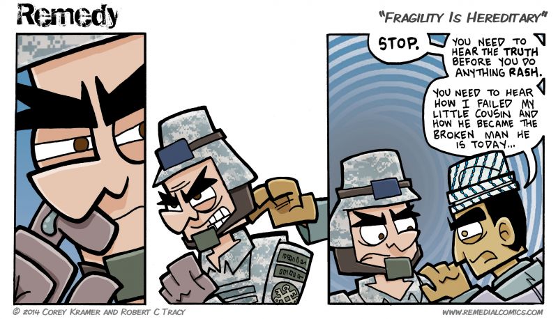 Remedy :: Corey here... this story had better be good... he is a West stabber, after all.